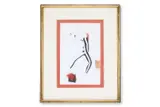 Harlequin by Natalia Goncharova, Watercolour, pencil and swatches of fabric with pins, sold Oct 2025