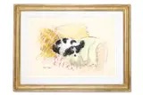 Study of a king charles spaniel asleep by Paul Maze, Pastel, sold Oct 2025