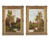 A mill in a river landscape; and a cottage in a river landscape by F.m. Hulk, Oil on canvas, a pair, sold Oct 2025