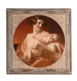 The joy of motherhood by Frank O. Salisbury, 1934, Oil on canvas, painted oval, sold Oct 2025