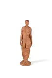 'standing woman' sculpture by Arno Malinowski, Terracotta, sold Oct 2025