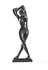 Standing nude; circa 1935 by Arthur Dupagne, Patinated bronze, marble base, sold Oct 2025