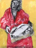 Cultural adaptation by Serge Attukwei Clottey, 2020, Acrylic and pastel on paper, sold Aug 2025