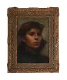 Head study of a girl by Fred Hall, Oil on canvas, sold Aug 2025