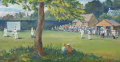 Cricket at kidlington by Hermione Hammond, Oil on board, sold Aug 2025