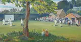 Cricket at kidlington by Hermione Hammond, Oil on board, sold Aug 2025
