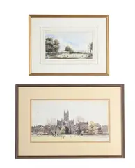Cricket match by N. Bernard, Watercolour heightened with white, sold Aug 2025