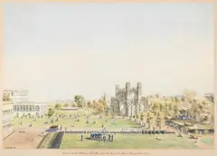 Interior fort of calcutta, from the top of the royal barracks by G. S. Davie, Pencil, ink and watercolour, heightened with white, sold Aug 2025