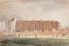 A cricket match in devonshire street by Samuel Hieronymus Grimm, Watercolour, sold Aug 2025