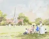The cricket match by John S. Goodall, Pencil, watercolour, heightening with white, sold Aug 2025