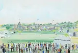 Country cricket by John Paddy Carstairs, Pen, ink and bodycolour, sold Aug 2025