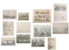 Untitled by Thomas Rowlandson, Etching with early hand-colouring after Woodward, sold Aug 2025