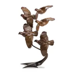 First Flush by Alan Glasby, A bronze modelled as covey of five grouse in flight, offered Jun 2014