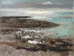 The Sea at Benham by Obe Rsa Rsw Rp Rgi Lld D Univ Alberto Morrocco, oil on canvas, sold May 2014