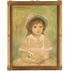 Jeune Fille avec Chien by Marie Laurencin, Oil on canvas, sold Mar 2024