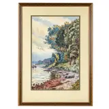 Untitled by Waldemar Albertsen, Watercolor Landscape, riverside, sold Mar 2024