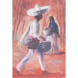 Off to Market by Louis Siegriest, Gouache on paper.Titled, sold Jan 2024
