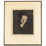 Gesenkter Frauenkopf (Woman's Head, Lowered) (K. 77 Vb.) by Käthe Kollwitz, 1905, Etching, drypoint and roulette on wove paper, sold Dec 2023