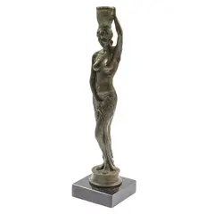 Untitled by Alan LeQuire, Bronze SculptureFigure of a Classically draped woman balancing a basket.on a mar, sold Dec 2023