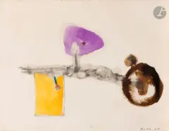 Composition by Albert Diato, 1966, Aquarelle et encre de Chine sur papier Canson contrecollé sur carton, sold Jul 2026