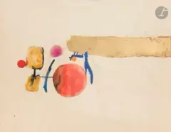 Composition by Albert Diato, vers 1967, Aquarelle, encre de Chine et feuille d'or, sold Jul 2026