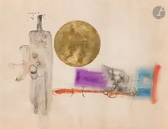Composition by Albert Diato, 1967, Aquarelle et feuille d'or, sold Jul 2026