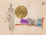 Composition by Albert Diato, 1967, Aquarelle et feuille d'or, sold Jul 2026