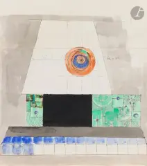 Projet de cheminée by Albert Diato, Aquarelle et encre sur papier contrecollé sur carton, sold Jul 2026