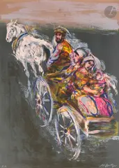 La Charrette by Walter Spitzer, Lithographie en couleurs, sold Jul 2026