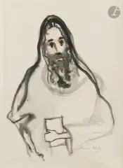 Juif au livre et tefillins by Emmanuel Mané-Katz, Encre, lavis d’encre et rehauts d’aquarelle, sold Jul 2026