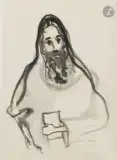 Juif au livre et tefillins by Emmanuel Mané-Katz, Encre, lavis d’encre et rehauts d’aquarelle, sold Jul 2026