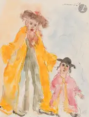 Homme et enfant by Emmanuel Mané-Katz, Encre et aquarelle, sold Jul 2026