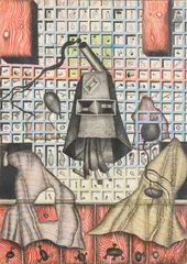 Composition by Georg Klusemann, 1970, Mine de plomb et crayon gras, sold Jun 2026
