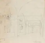 Vue d'un cloître by Léopold Robert, 1819, Crayon noir, sold Mar 2026