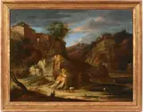 Cavaliers dans un paysage by Christoph Ludvig Agricola, Toile d'origine Hauteur :, sold Dec 2025