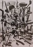 Rue et Sacré-Cœur de Montmartre by Gen Paul, Gouache noire, sold Nov 2024