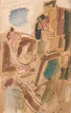 Louis Ferdiand Celine et Gen Paul (1939) by Gen Paul, Plume, encre brune, aquarelle, gouache blanche, sold Nov 2024