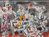 Les trois musiciens by Gen Paul, Encre et gouache sur papier, sold Nov 2024