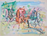 Les cavaliers au bois, circa 1945/1950 by Gen Paul, Gouache sur papier, sold Nov 2024