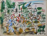 Au Paddock by Gen Paul, Aquarelle sur papier, sold Nov 2024