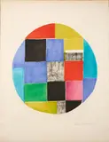 L’oeuf circulaire. c.1970 by Sonia Delaunay, Eau-forte et aquatinte en couleurs sur vélin d’Arches, sold Nov 2024