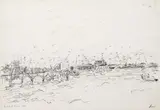 La jetée ou la pointe de la fusée by Jean Fusaro, Crayon sur papier, sold Nov 2024