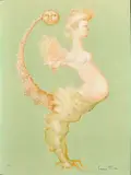 Personnage fantastique by Léonor Fini, Lithographie en couleurs signée en bas à droite, sold Nov 2024