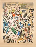 Les joueurs de cartes by Gen Paul, Lithographie couleurs signée en bas à droite, sold Nov 2024