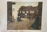 La rue du Mont-Cenis, Place Saint-Pierre by Eugène Delâtre, 1903, Aquatinte signée en bas à droite, un cachet de collection ou d’atelier en rouge, sold Nov 2024