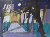 La maison jaune by Jean-Claude Dragomir, Gouache sur papier signée en bas vers la droite, sold Nov 2024
