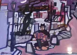L’accordéoniste by Jean-Claude Dragomir, Gouache sur papier signée en bas à gauche, sold Nov 2024