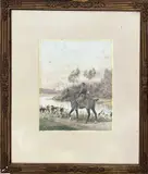 Chasse à courre by Henri Dodelier, Aquarelle signée en bas à gauche, sold Jul 2026