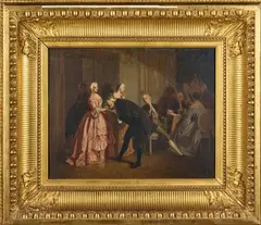 L’arrivée au bal by Eugène Accard, Panneau parqueté Signé et daté en bas à droite "E, sold Apr 2026
