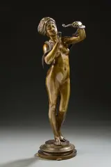 La charmeuse de serpents by Josef Wind, Epreuve en bronze signée Wind sur la terrasse, sold Apr 2026